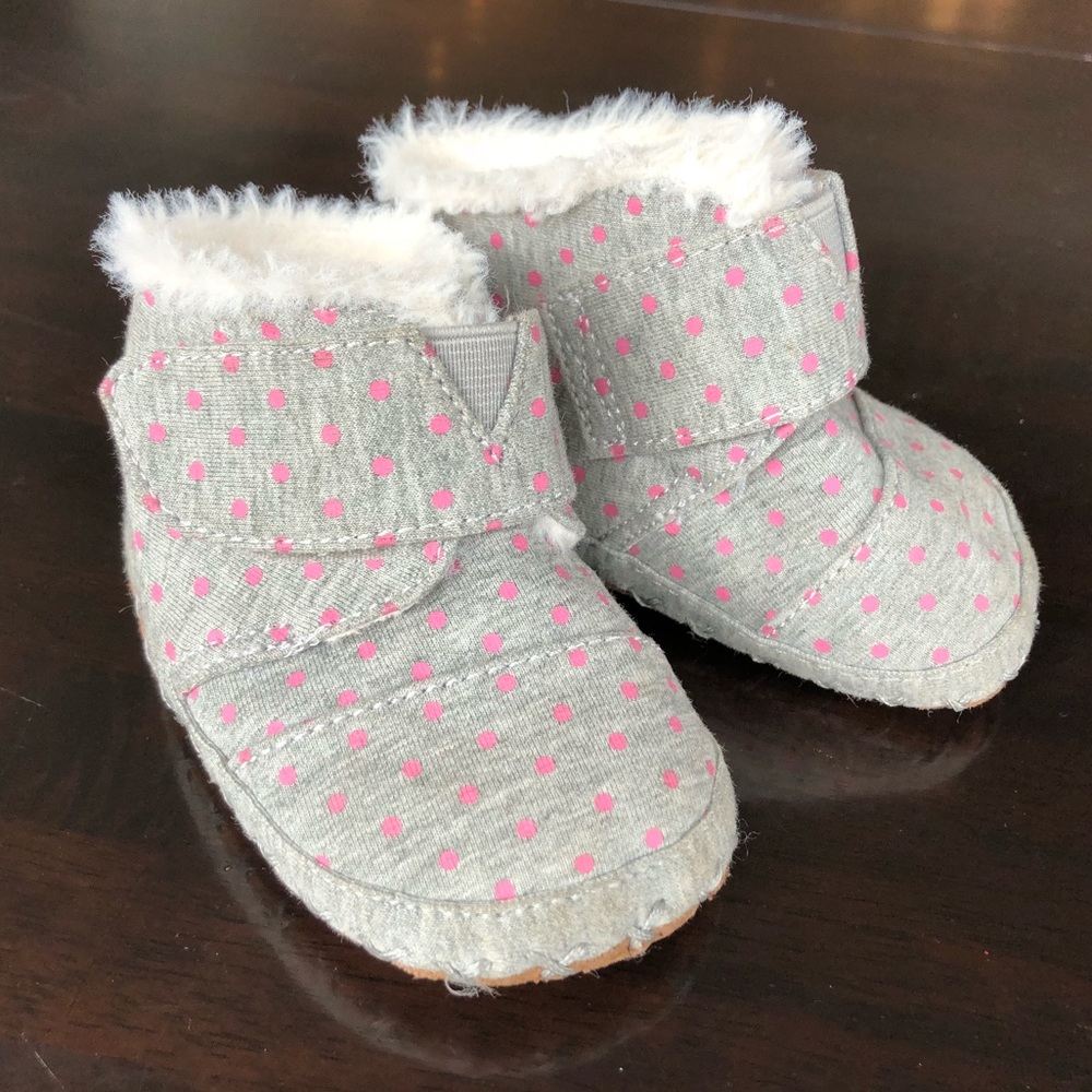 Toms booties - pink polka dot & grey